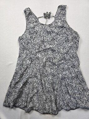 Maurices XL Black & White Sleeveless Tunic Mini Sun Dress Swim Cover Up